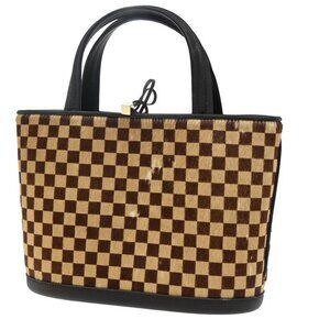 LOUIS VUITTON Sauvage Impala Hand Bag Damier Fur Leather Brown M92133 33EG038